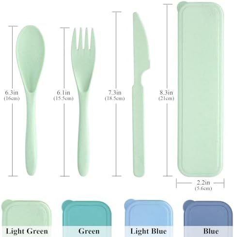 4 Sets Reusable Utensils Set with Case, Travel Utensils with Case, Reusable Utensils for Lunch Box accessories, Portable Knife Fork and Spoon Lunch Utensils Set for Travel Daily Use - Image 2