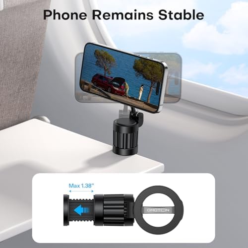 OMOTON 360°Rotating Magnetic Airplane Phone Holder Mount, for Magsafe Airplane Travel Essentials Accessories, Foldable Universal Handsfree Phone Stand for iPhone 16/15/14/13/12 Pro Max/Magsafe Case - Image 7