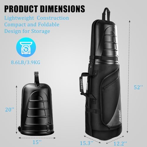 Golf Travel Bag, 1680D Oxford Golf Travel Bags for Airlines with ABS Hard Case Top, Protect Golf Club, Golf Bag Cover with Wheels, Heavy Duty Wear-Resistant Waterproof, Foldable, Universal Size - Image 6