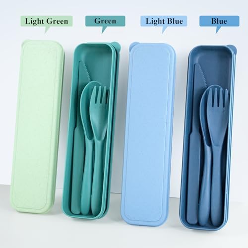 4 Sets Reusable Utensils Set with Case, Travel Utensils with Case, Reusable Utensils for Lunch Box accessories, Portable Knife Fork and Spoon Lunch Utensils Set for Travel Daily Use - Image 5