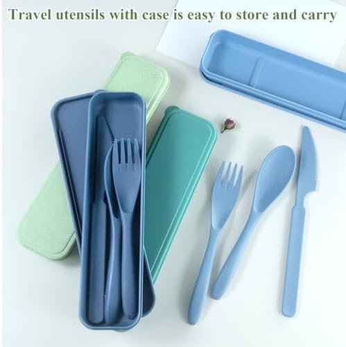 4 Sets Reusable Utensils Set with Case, Travel Utensils with Case, Reusable Utensils for Lunch Box accessories, Portable Knife Fork and Spoon Lunch Utensils Set for Travel Daily Use - Image 6