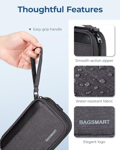 BAGSMART Electronics Organizer Travel Case, Small Travel Cable Organizer Bag, Travel Essentials, Cord Organizer for Travel, Travel Tech Organizer as Travel Accessories for Charger, Phone, Black - Image 6