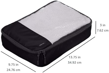 Amazon Basics Lightweight Packing Cubes for Travel, 4 Piece Set With Double Zipper Pulls and Mesh Top Panel, 100% Durable Polyester, Medium, Black - Image 3