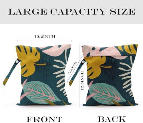 Wet Bag, Wet Dry Bag, Wet Bag for Swimsuit, Travel, Beach, Pool, Diapers, Dirty Yoga Gym Clothes, Makeup Bag, Waterproof Tropical Palm Leaves Decor Jungle Palm Leaf Favors - Image 2