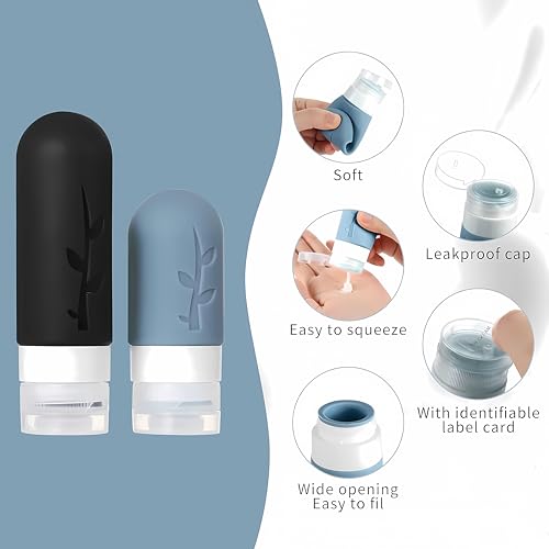 18pack Travel Bottles for Toiletries,TSA Approved Silicone Travel Containers jar for Toiletries,Leak Proof Refillable Liqus Shampoo And Conditioner Travel Essentials toiletry Bottles - Image 2