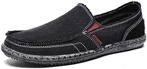 CASMAG Men's Casual Cloth Shoes Canvas Slip on Loafers Leisure Vintage Flat Boat Shoes