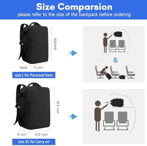 Taygeer Travel Laptop Backpack for Men Women, Airplane Approved Travel Backpack Suitcase with Usb Charging Port, Lightweight College 35l Luggage Bag 15.6inch Laptop Backpack Gifts for Business,Black - Image 7