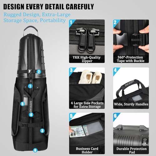 Golf Travel Bag, 1680D Oxford Golf Travel Bags for Airlines with ABS Hard Case Top, Protect Golf Club, Golf Bag Cover with Wheels, Heavy Duty Wear-Resistant Waterproof, Foldable, Universal Size - Image 5
