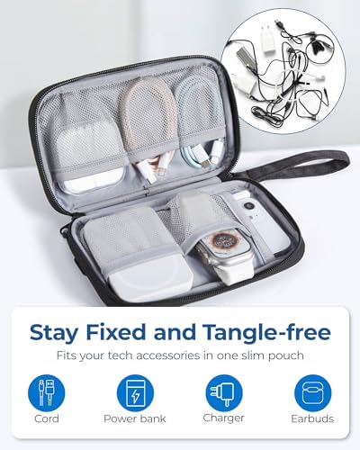 BAGSMART Electronics Organizer Travel Case, Small Travel Cable Organizer Bag, Travel Essentials, Cord Organizer for Travel, Travel Tech Organizer as Travel Accessories for Charger, Phone, Black - Image 3