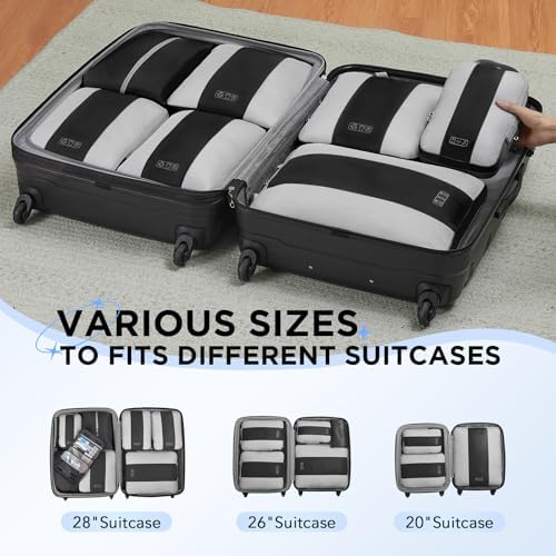 10 Set Compression Packing Cubes for Travel Essentials,Compressible Expandable Packing Cubes for Suitcase,OlarHike Luggage Organizer Bags for Travel,Handy Helper for Organizing Clothes(Black) - Image 7