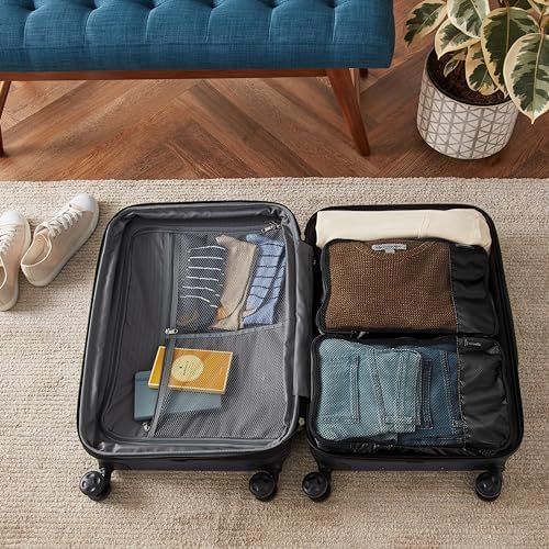 Amazon Basics Lightweight Packing Cubes for Travel, 4 Piece Set With Double Zipper Pulls and Mesh Top Panel, 100% Durable Polyester, Medium, Black - Image 6