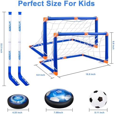 3-in-1 Hover Hockey Soccer Ball Kids Toys Set, Led Lights Floating Air Football, Indoor Outdoor Sport Toys for Kids, Christmas Birthday Gifts for Boys Girls Aged 3 4 5 6 7 8-12 - Image 7