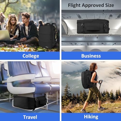 Taygeer Travel Laptop Backpack for Men Women, Airplane Approved Travel Backpack Suitcase with Usb Charging Port, Lightweight College 35l Luggage Bag 15.6inch Laptop Backpack Gifts for Business,Black - Image 9