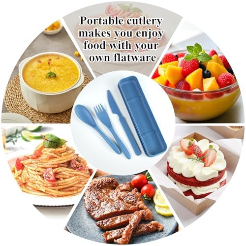 4 Sets Reusable Utensils Set with Case, Travel Utensils with Case, Reusable Utensils for Lunch Box accessories, Portable Knife Fork and Spoon Lunch Utensils Set for Travel Daily Use - Image 7