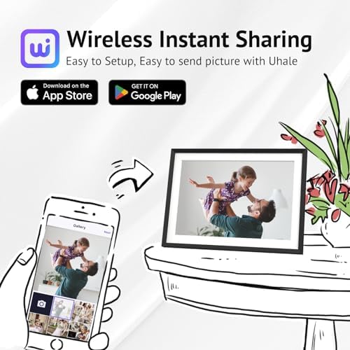 10.1'' Digital Picture Frame with 32GB Storage, Digital Photo Frame with 1280x800 IPS Touch Screen, Share Photos/Videos and Send Best Wishes via Free App - Image 2