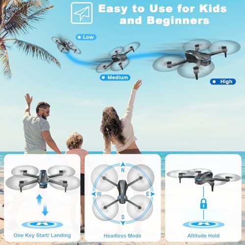Drone with Camera for Adults, 1080P FPV Drones for kids Beginners with Upgrade Altitude Hold, Voice Control, Gestures Selfie, 90° Adjustable Lens, 3D Flips, 2 Batteries - Image 3