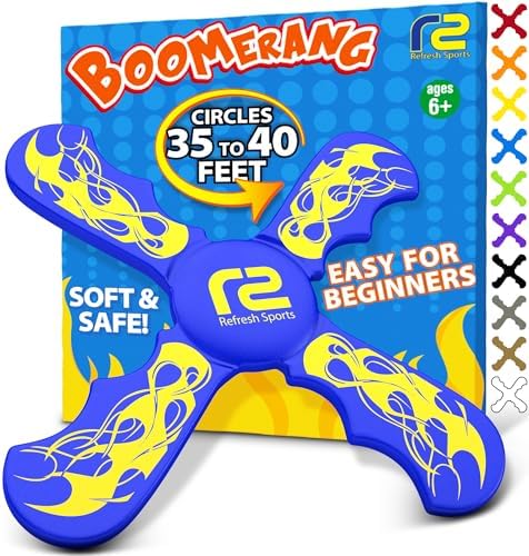 Boomerang Kids Outdoor Flying Disc - Fun & Easy to Use - Gifts for Boys & Girls - Best Stocking Stuffers Gift Ideas for Kids Soft Toy Boomerangs - Outside Boys Toys Age 6 7 8 9 10 11 12 13 + Year Old