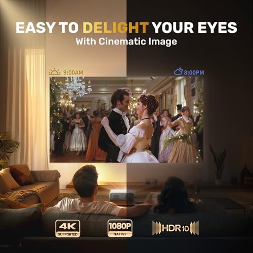 EAZZE D1 Smart Projector with WiFi and Bluetooth, Netflix-Officially-Licensed, Auto Focus & Keystone, DoIby Audio, Zoom, Native 1080P Movie, Portable Outdoor Mini Projector, White - Image 3