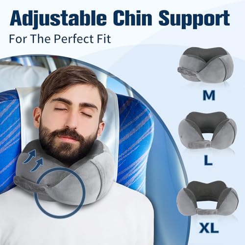 Neck Pillow for Traveling, Travel Pillows for Airplanes,100% Pure Memory Foam Travel Neck Pillow, Adjustable Flight Pillow, Portable Plane Accessories with Eye Mask, Earplugs, Carry Bag - Image 2