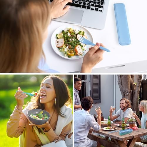 4 Sets Reusable Utensils Set with Case, Travel Utensils with Case, Reusable Utensils for Lunch Box accessories, Portable Knife Fork and Spoon Lunch Utensils Set for Travel Daily Use - Image 8