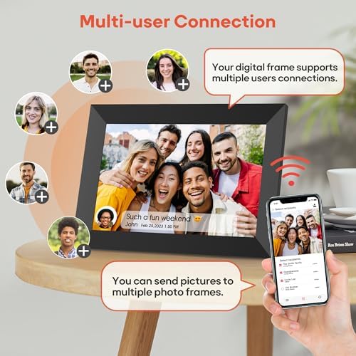 Frameo 10.1 Inch WiFi Digital Picture Frame, 1280x800 HD IPS Touch Screen Photo Frame Electronic, 32GB Memory, Auto-Rotate, Wall Mountable, Share Photos/Videos Instantly via Frameo App from Anywhere - Image 6