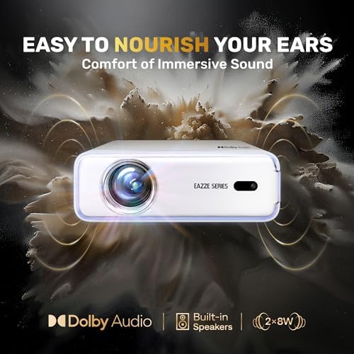 EAZZE D1 Smart Projector with WiFi and Bluetooth, Netflix-Officially-Licensed, Auto Focus & Keystone, DoIby Audio, Zoom, Native 1080P Movie, Portable Outdoor Mini Projector, White - Image 4