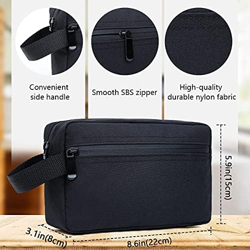 FUNSEED Travel Toiletry Bag for Women and Men, Water-resistant Shaving Bag for Toiletries Accessories, Foldable Storage Bags with Divider and Handle for Cosmetics Brushes Tools (Black) - Image 4